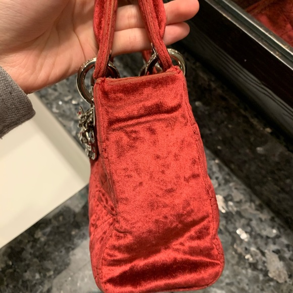 ❌SOLD ❌vintage Dior lady Dior red velour mini bag - Picture 11 of 15